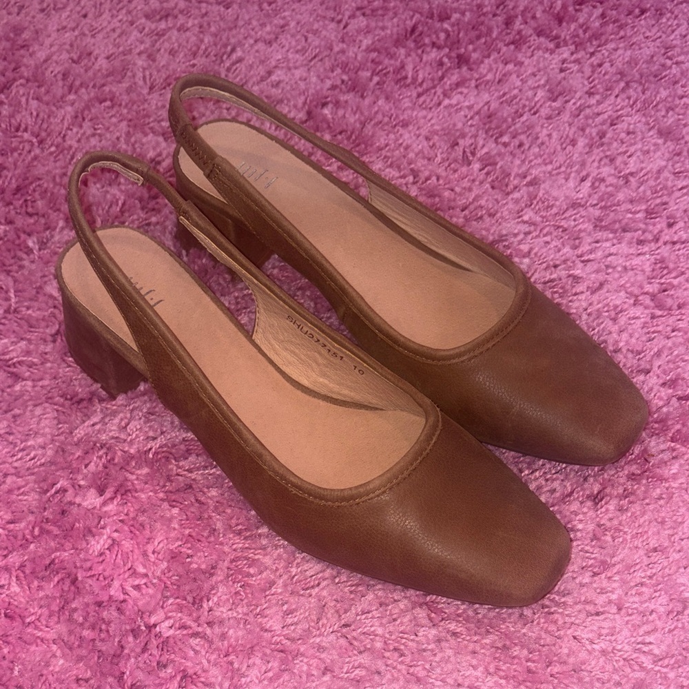 J. Jill Siri Suede Leather Slingback Heels Cognac Brown Size 10 - Picture 2 of 9